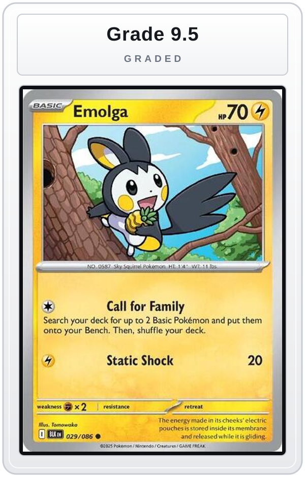 Graded - Emolga — Grade 9.5 graded overlay