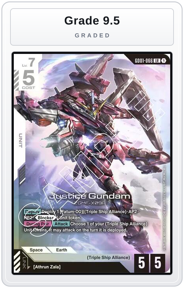 Graded - Justice Gundam — Grade 9.5 graded overlay