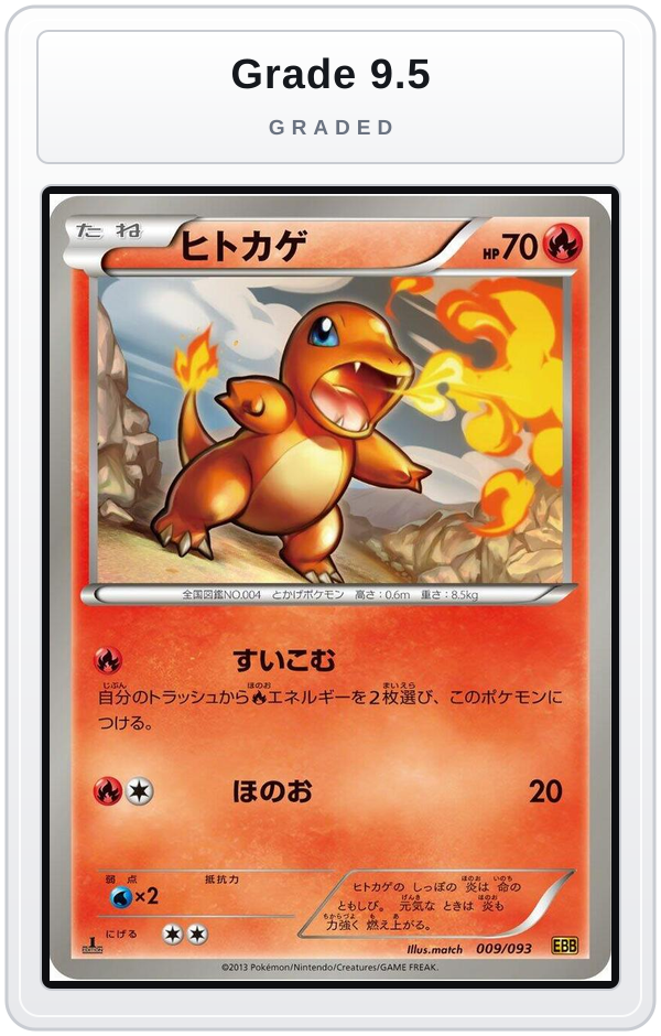 Graded - Charmander — Grade 9.5 graded overlay