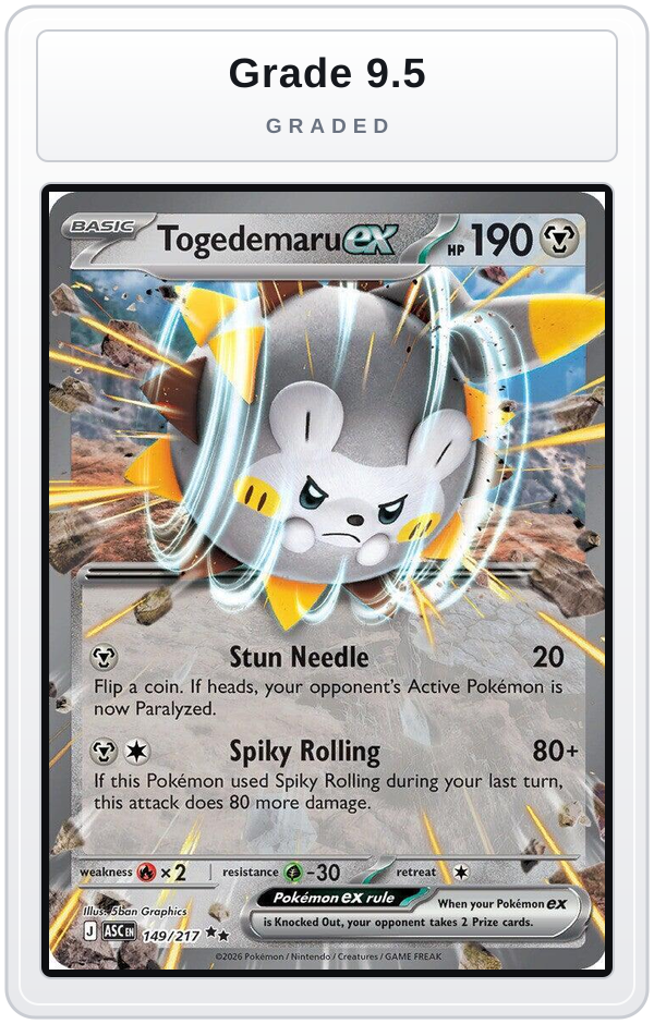 Graded - Togedemaru ex — Grade 9.5 graded overlay