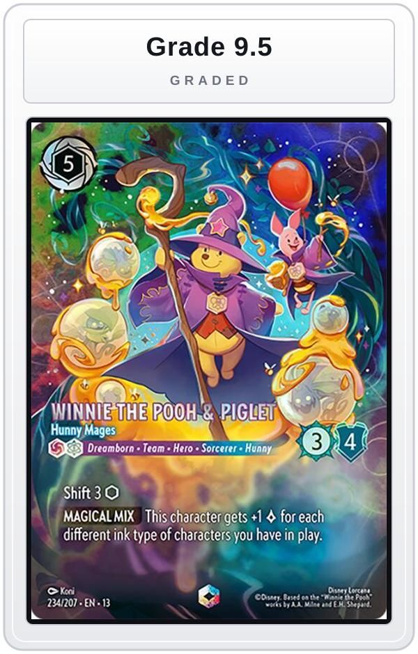 Graded - Winnie the Pooh & Piglet - Hunny Mages (Enchanted) — Grade 9.5 graded overlay