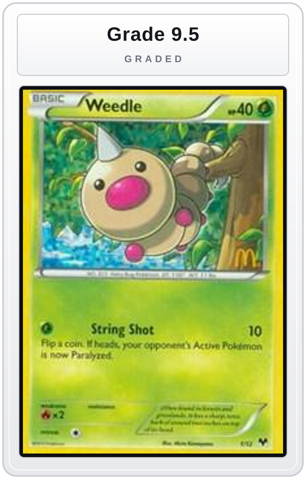 Graded - Weedle - 1/12 — Grade 9.5 graded overlay