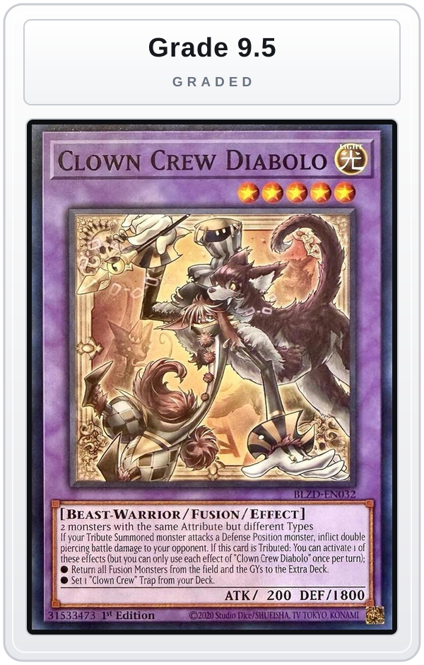Graded - Clown Crew Diabolo — Grade 9.5 graded overlay