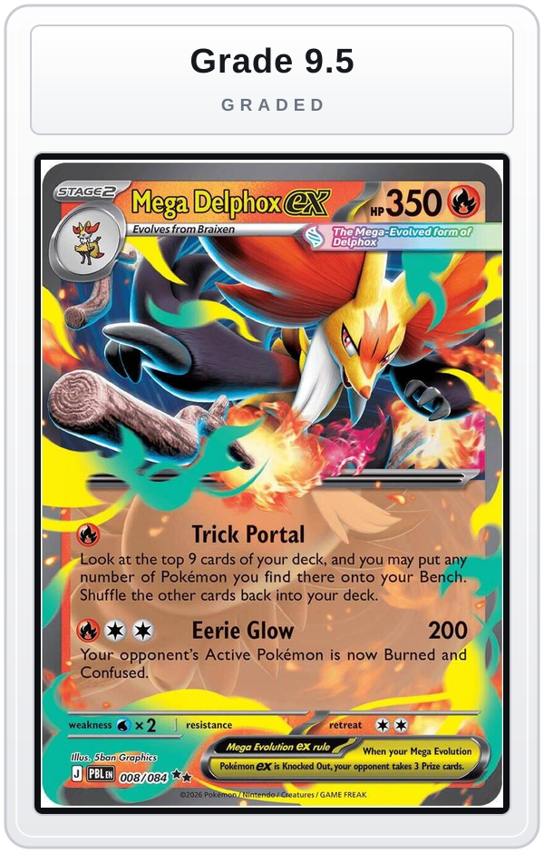 Graded - Mega Delphox ex — Grade 9.5 graded overlay