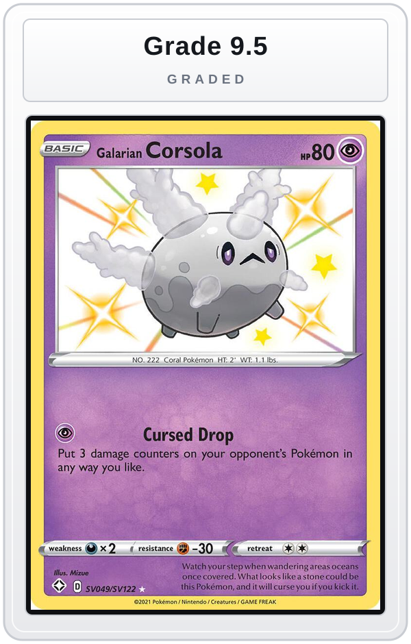 Graded - Galarian Corsola — Grade 9.5 graded overlay