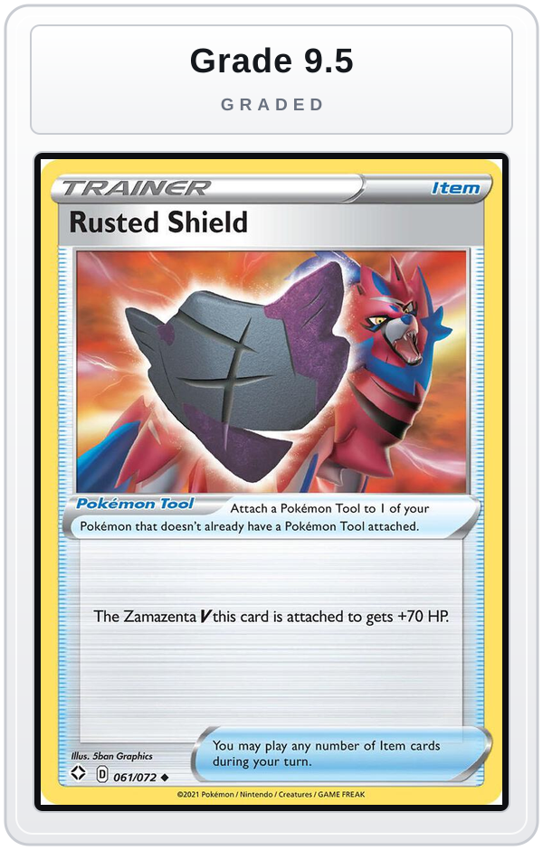Graded - Rusted Shield — Grade 9.5 graded overlay