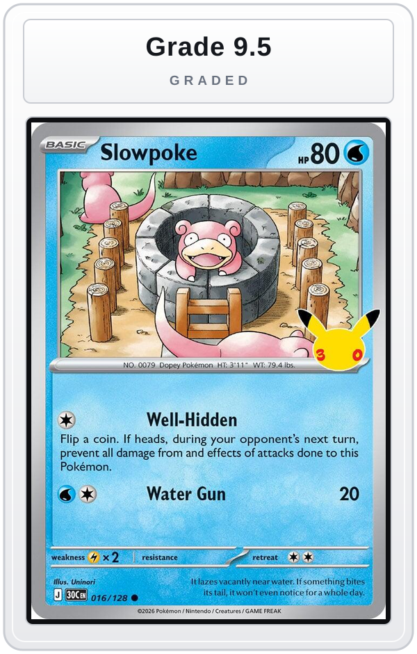 Graded - Slowpoke — Grade 9.5 graded overlay