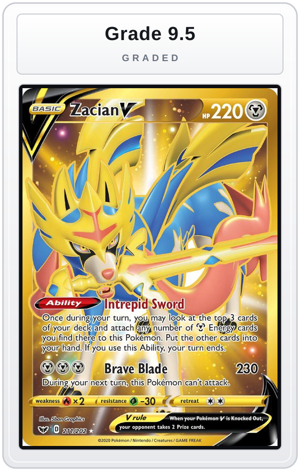Graded - Zacian V (Secret) — Grade 9.5 graded overlay