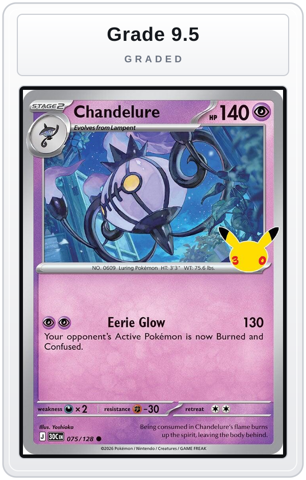 Graded - Chandelure - 075/128 — Grade 9.5 graded overlay