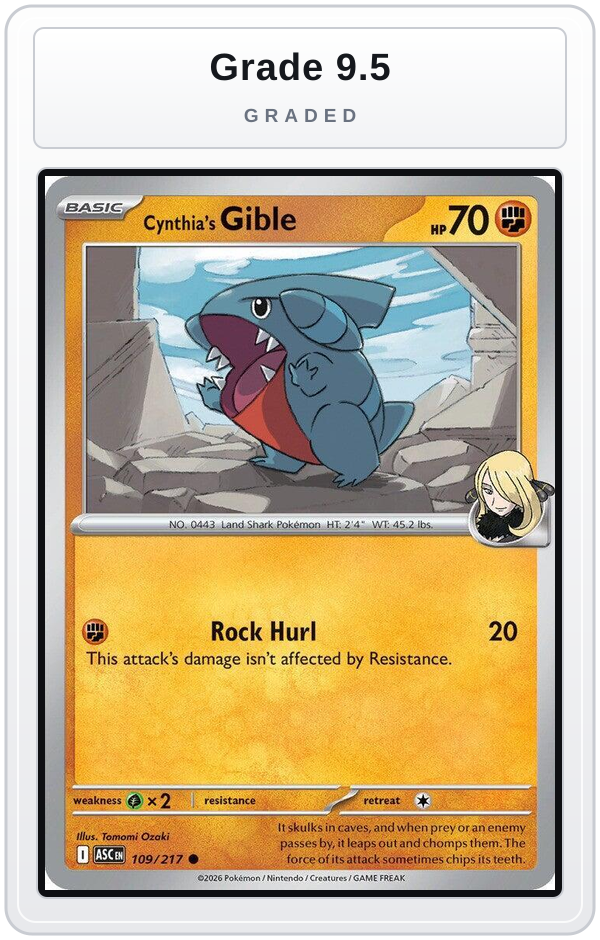 Graded - Cynthia's Gible — Grade 9.5 graded overlay