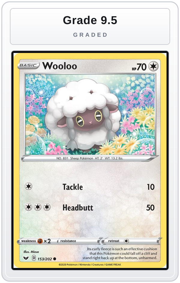Graded - Wooloo (153) — Grade 9.5 graded overlay