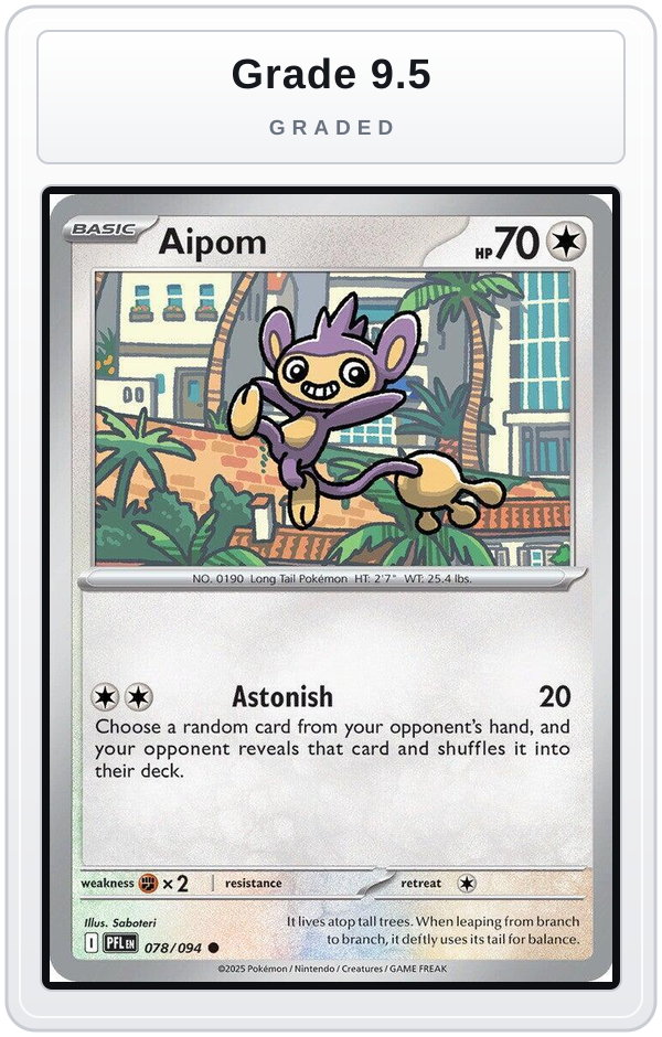Graded - Aipom — Grade 9.5 graded overlay