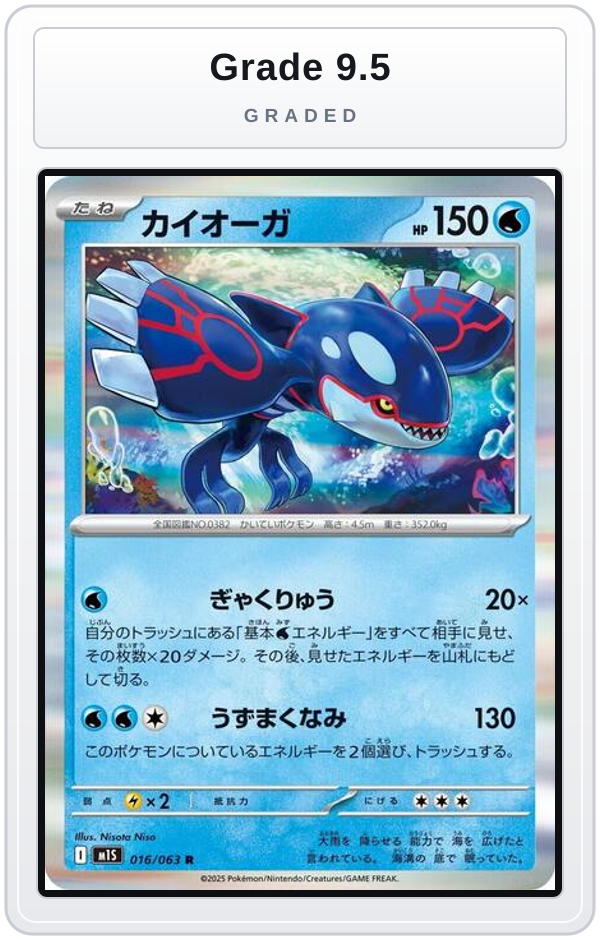 Graded - Kyogre — Grade 9.5 graded overlay