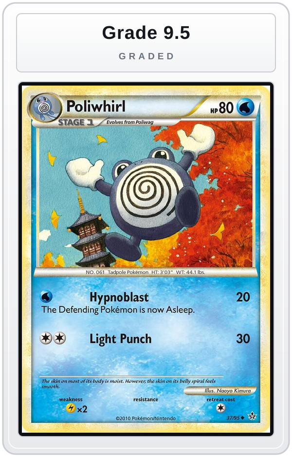 Graded - Poliwhirl — Grade 9.5 graded overlay