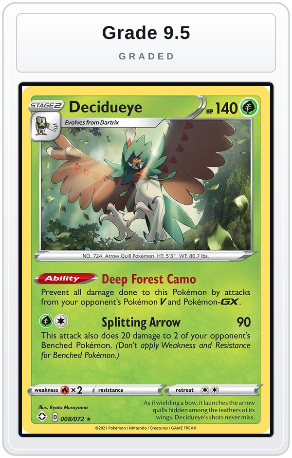 Graded - Decidueye — Grade 9.5 graded overlay