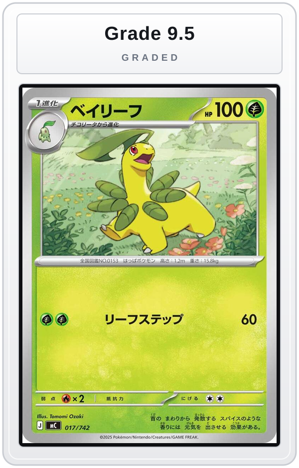 Graded - Bayleef — Grade 9.5 graded overlay