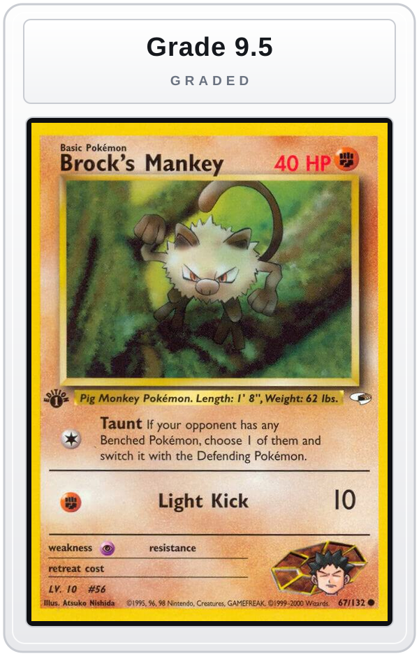 Graded - Brock's Mankey (67) — Grade 9.5 graded overlay