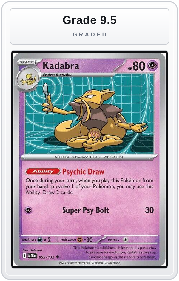 Graded - Kadabra — Grade 9.5 graded overlay