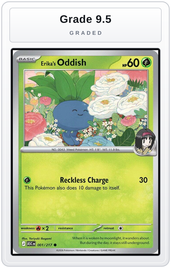 Graded - Erika's Oddish — Grade 9.5 graded overlay