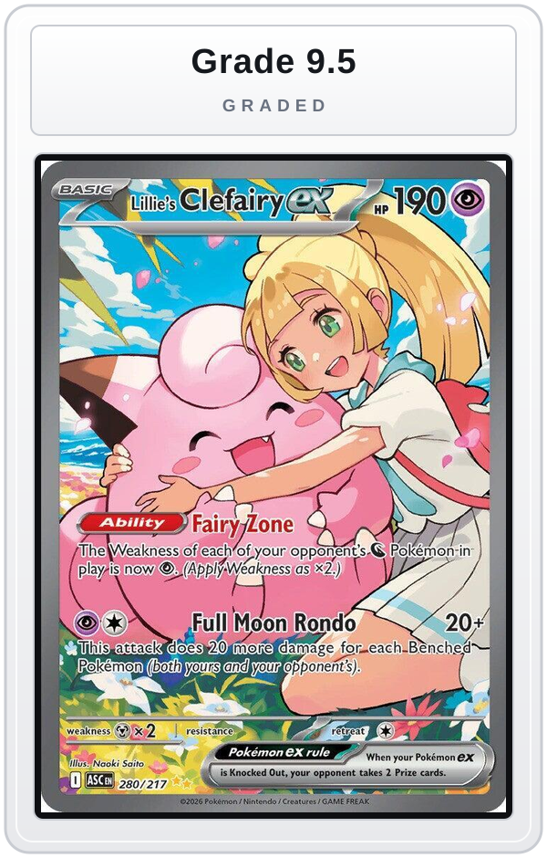 Graded - Lillie's Clefairy ex - 280/217 — Grade 9.5 graded overlay