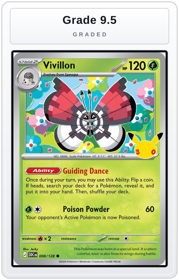 Graded - Vivillon — Grade 9.5 graded overlay