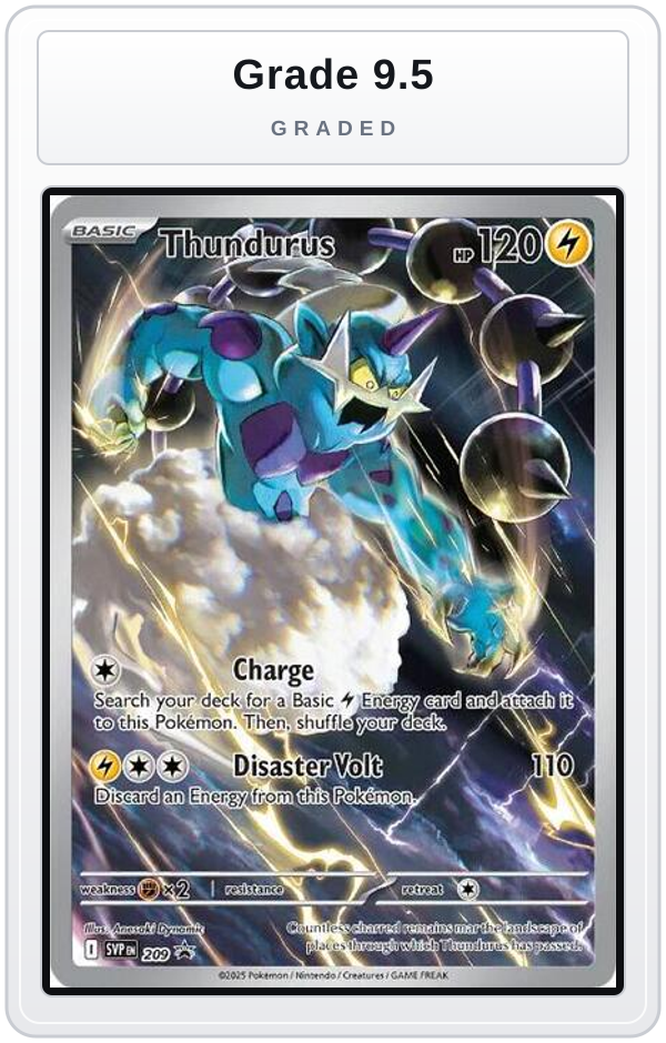 Graded - Thundurus - 209 — Grade 9.5 graded overlay