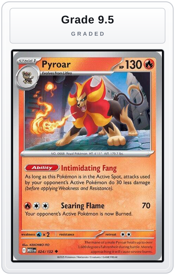 Graded - Pyroar — Grade 9.5 graded overlay