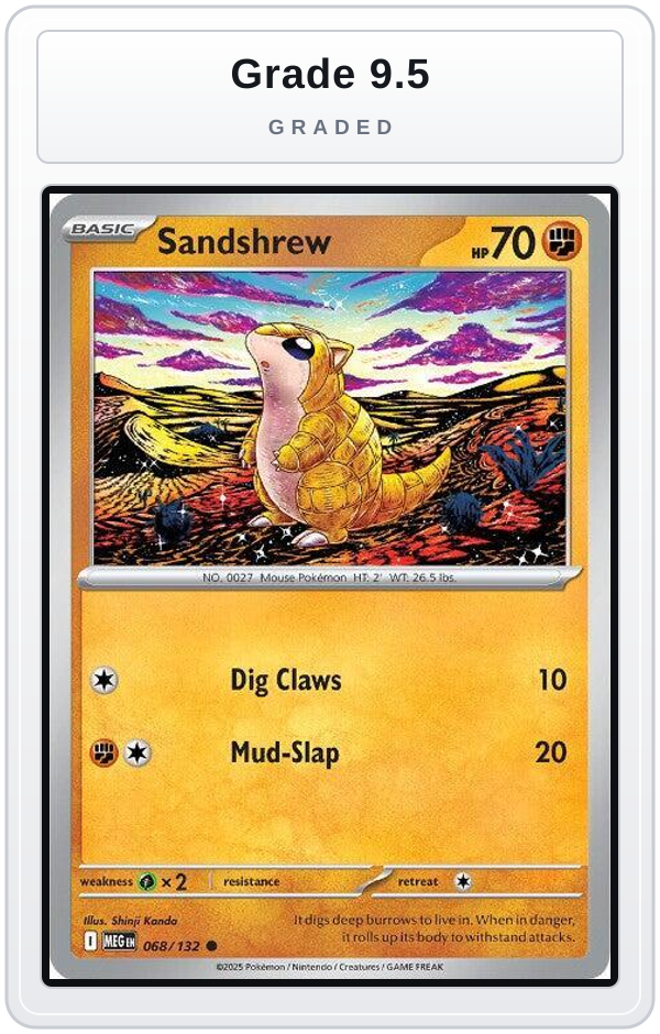 Graded - Sandshrew — Grade 9.5 graded overlay