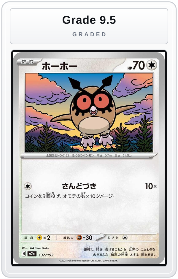 Graded - Hoothoot — Grade 9.5 graded overlay