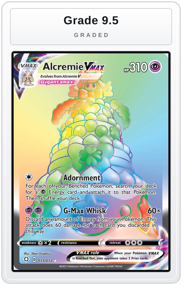 Graded - Alcremie VMAX (Secret) — Grade 9.5 graded overlay