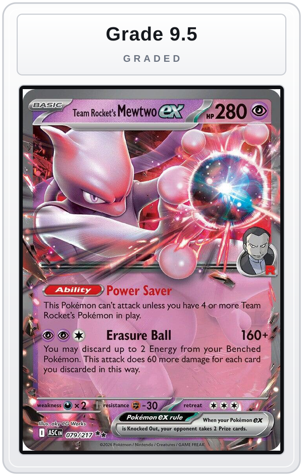 Graded - Team Rocket's Mewtwo ex - 079/217 — Grade 9.5 graded overlay