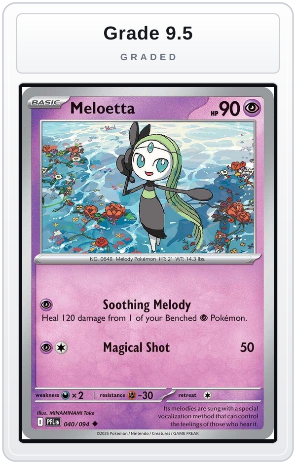 Graded - Meloetta — Grade 9.5 graded overlay
