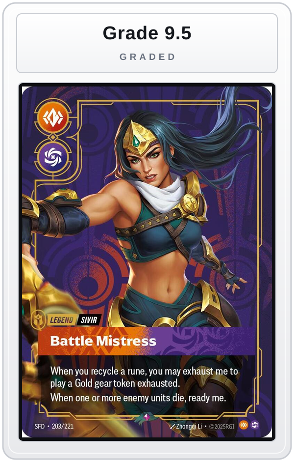 Graded - Sivir - Battle Mistress — Grade 9.5 graded overlay