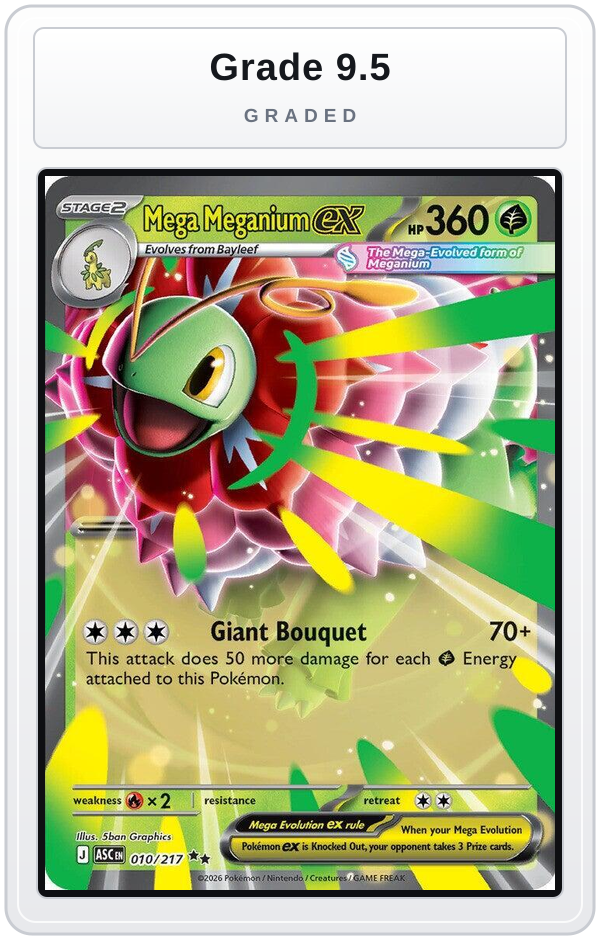 Graded - Mega Meganium ex - 010/217 — Grade 9.5 graded overlay