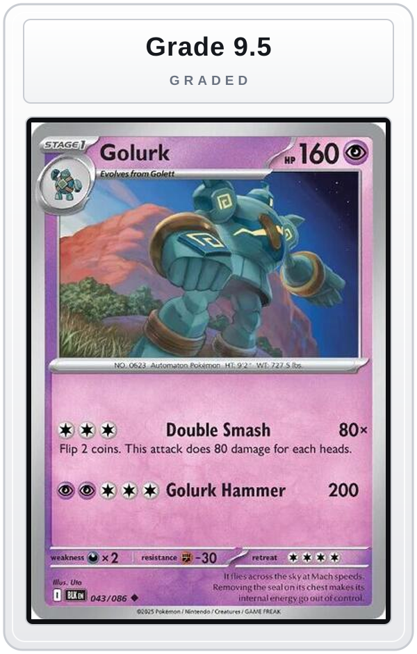Graded - Golurk — Grade 9.5 graded overlay