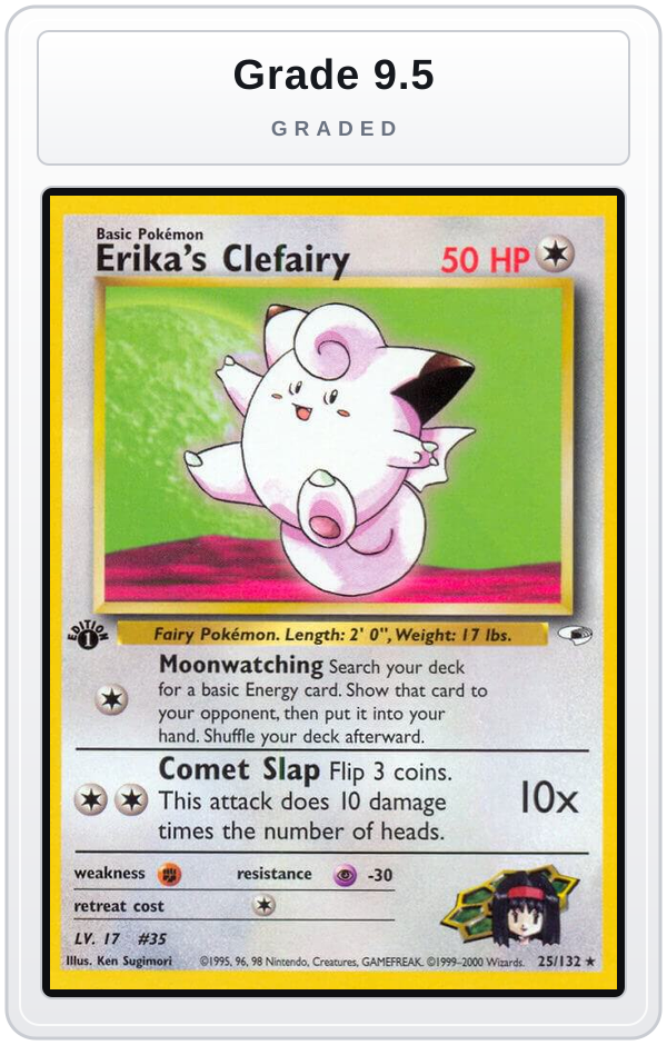 Graded - Erika's Clefairy — Grade 9.5 graded overlay