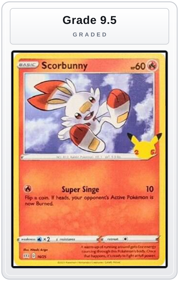 Graded - Scorbunny - 16/25 — Grade 9.5 graded overlay