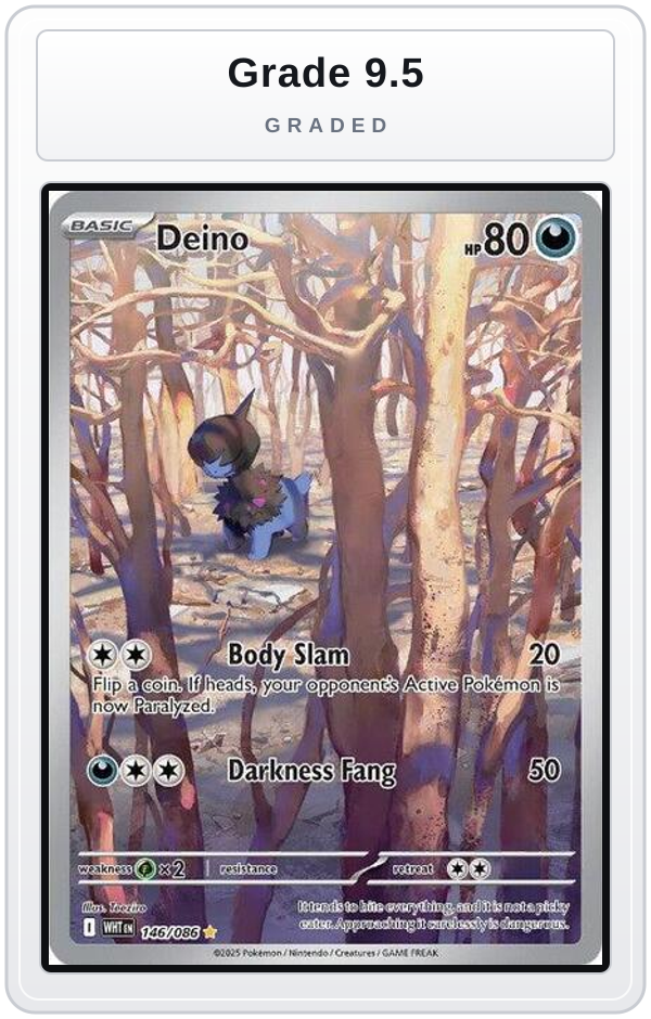 Graded - Deino - 146/086 — Grade 9.5 graded overlay