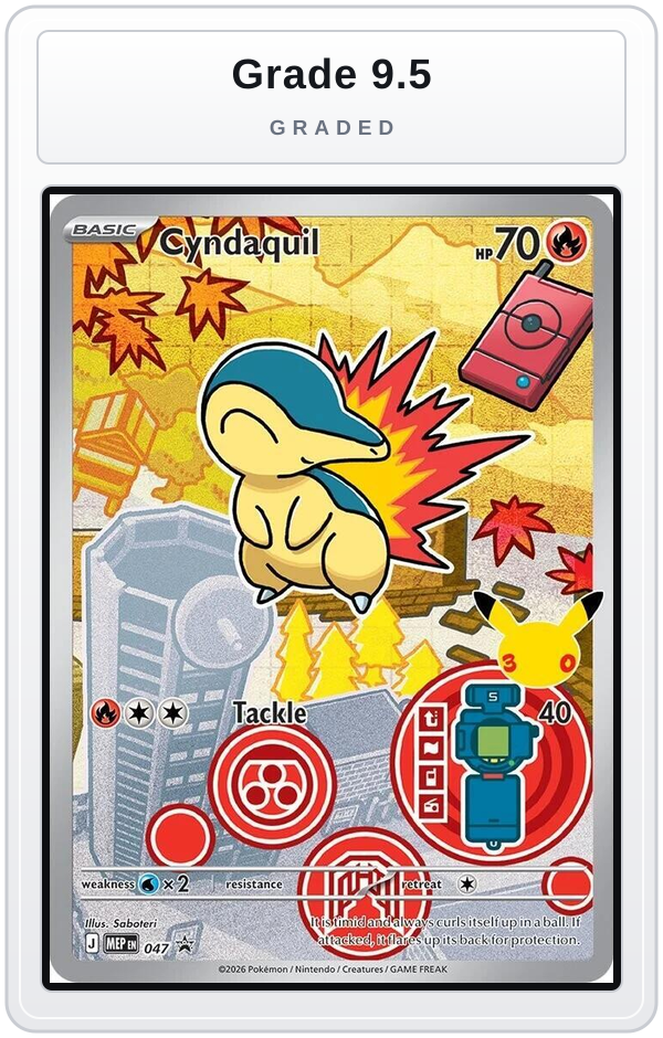 Graded - Cyndaquil - 047 — Grade 9.5 graded overlay