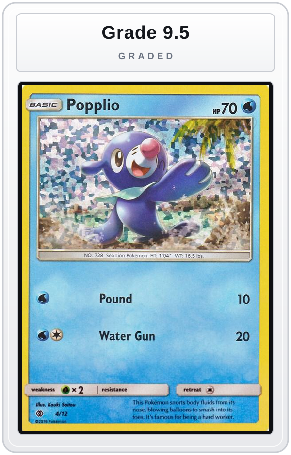 Graded - Popplio - 4/12 — Grade 9.5 graded overlay