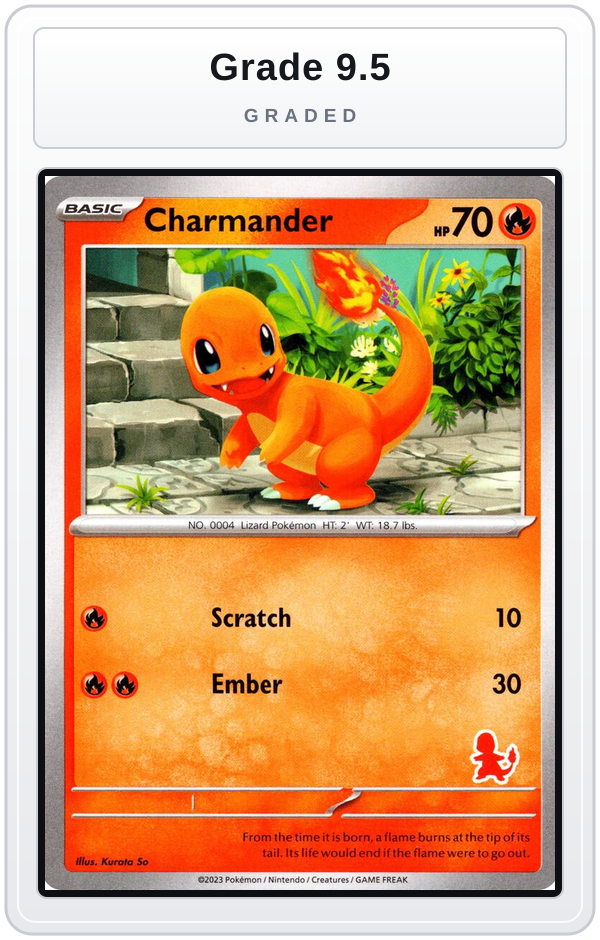 Graded - Charmander — Grade 9.5 graded overlay