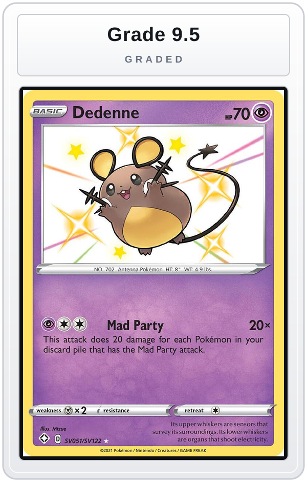 Graded - Dedenne — Grade 9.5 graded overlay