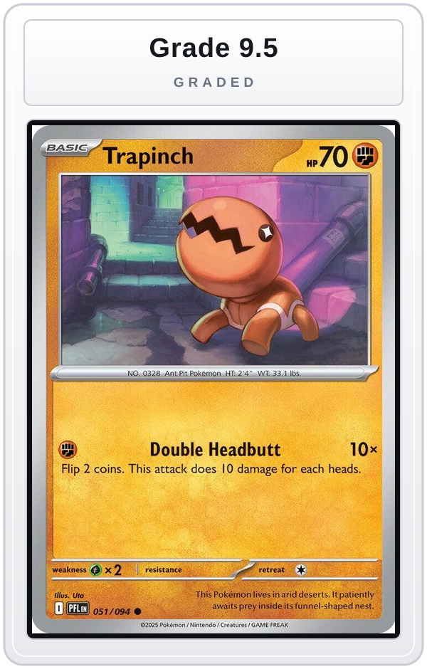Graded - Trapinch — Grade 9.5 graded overlay