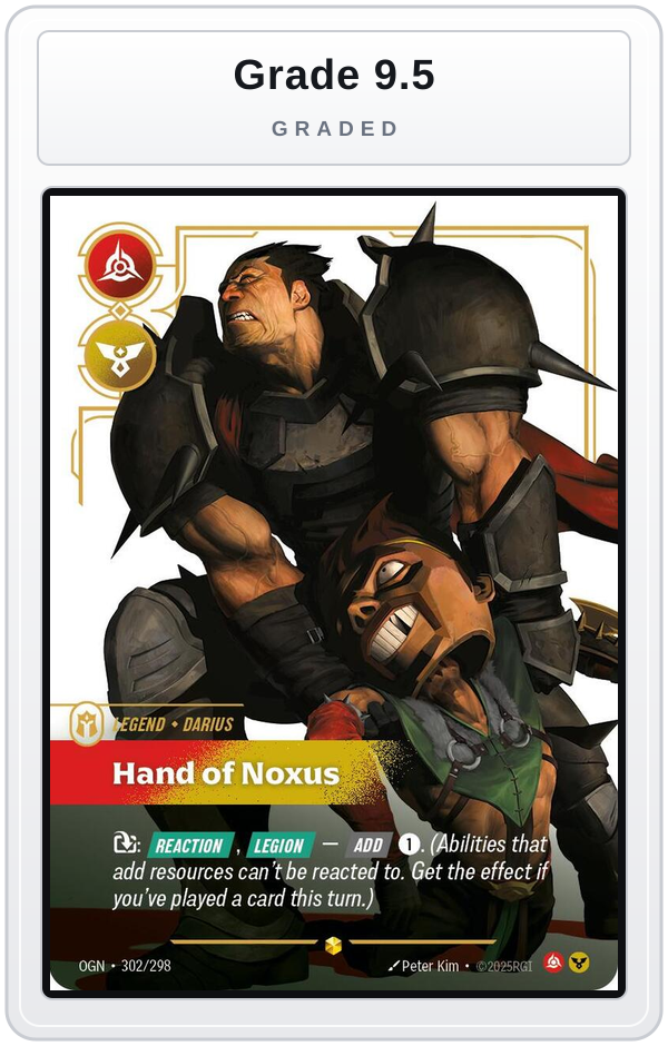 Graded - Darius, Hand of Noxus (Overnumbered) — Grade 9.5 graded overlay