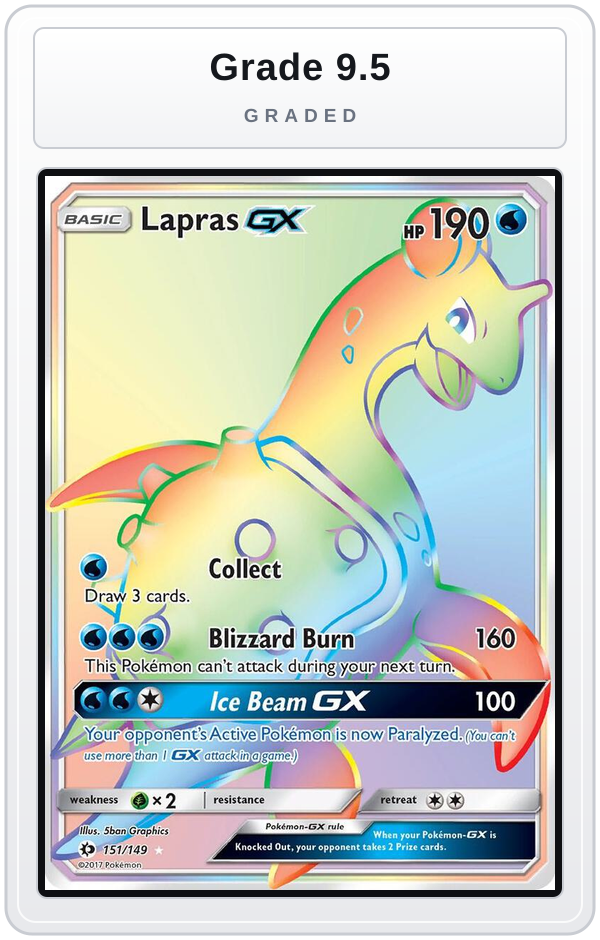 Graded - Lapras GX (Secret) — Grade 9.5 graded overlay