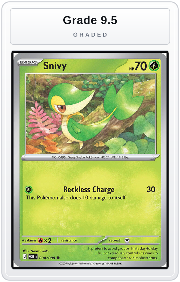 Graded - Snivy — Grade 9.5 graded overlay