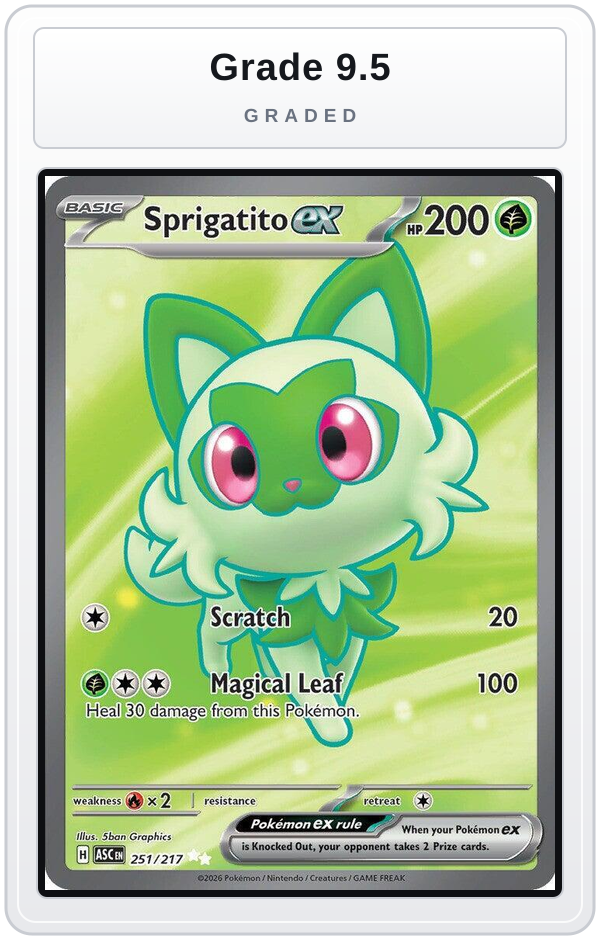 Graded - Sprigatito ex — Grade 9.5 graded overlay