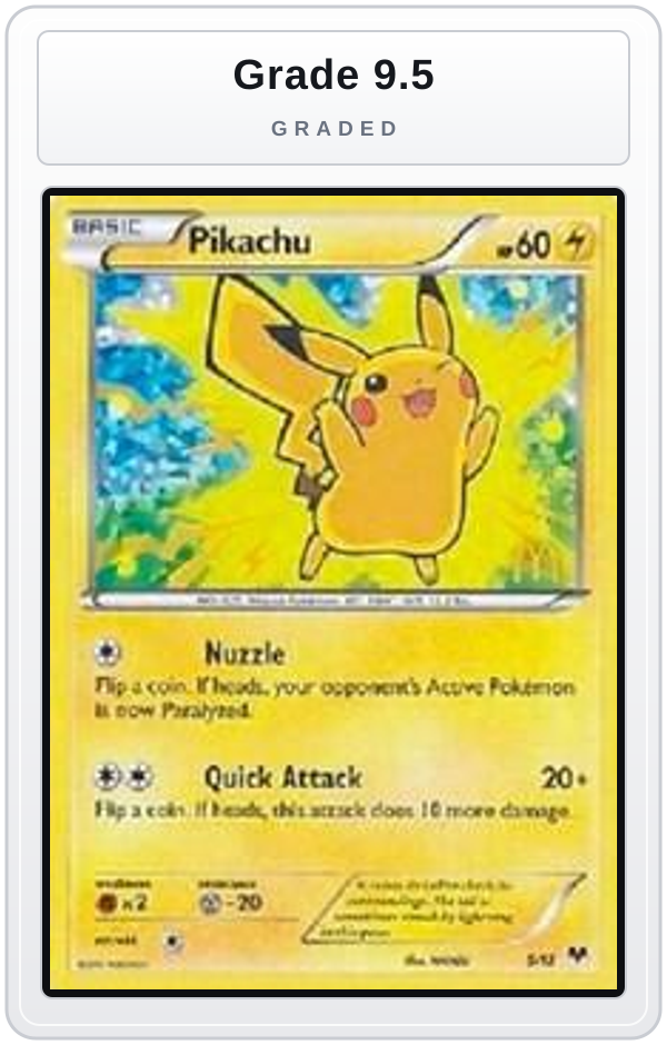 Graded - Pikachu - 5/12 — Grade 9.5 graded overlay