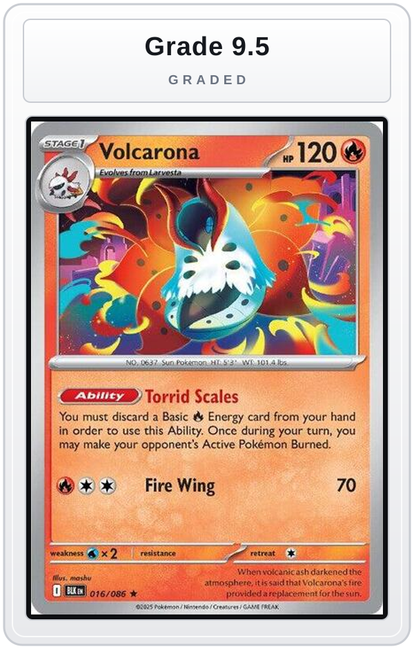 Graded - Volcarona — Grade 9.5 graded overlay