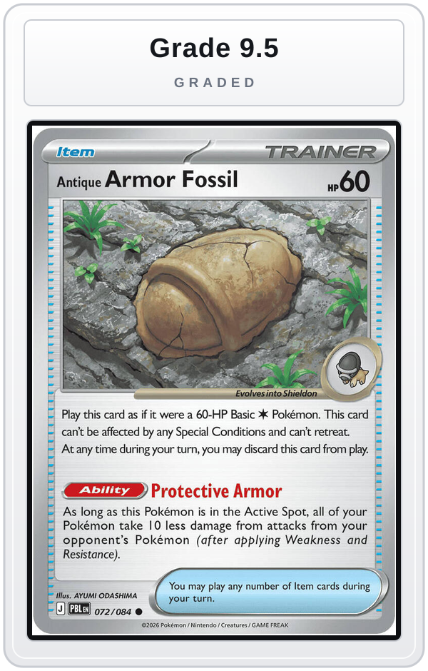 Graded - Antique Armor Fossil — Grade 9.5 graded overlay